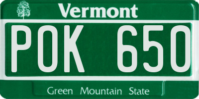VT license plate POK650