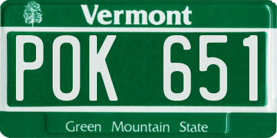 VT license plate POK651
