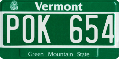VT license plate POK654