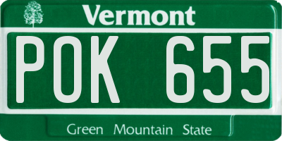VT license plate POK655