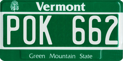 VT license plate POK662