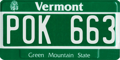 VT license plate POK663