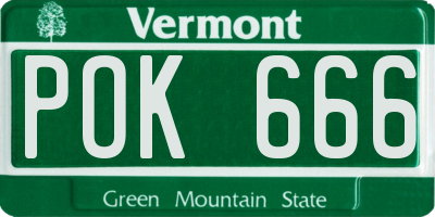 VT license plate POK666