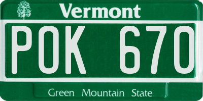 VT license plate POK670