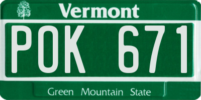 VT license plate POK671