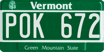 VT license plate POK672