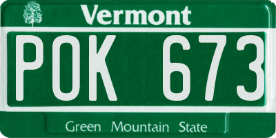 VT license plate POK673