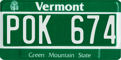 VT license plate POK674