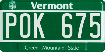 VT license plate POK675