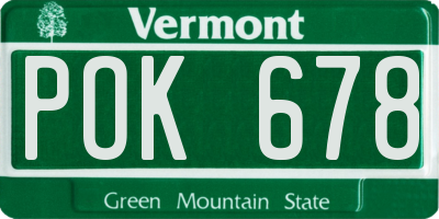 VT license plate POK678