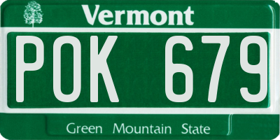 VT license plate POK679
