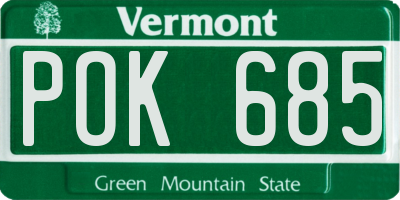 VT license plate POK685