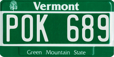 VT license plate POK689