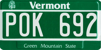 VT license plate POK692