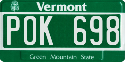 VT license plate POK698