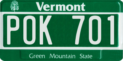 VT license plate POK701