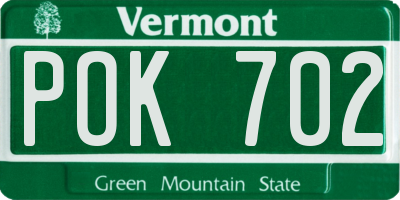 VT license plate POK702