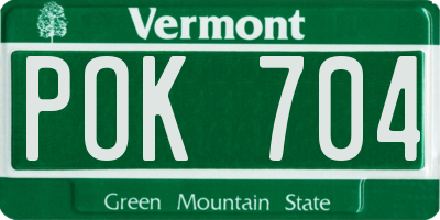 VT license plate POK704
