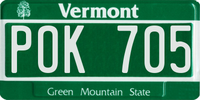 VT license plate POK705
