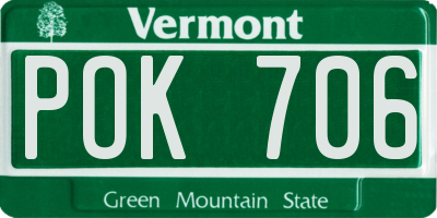 VT license plate POK706