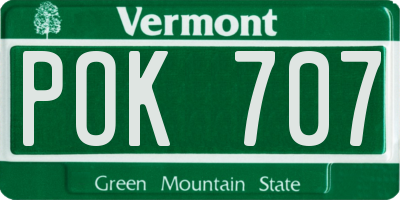 VT license plate POK707