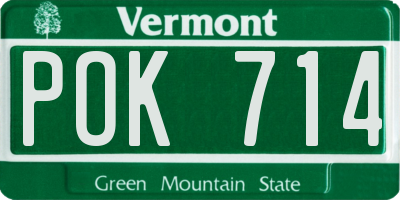 VT license plate POK714