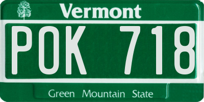 VT license plate POK718