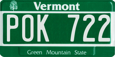 VT license plate POK722