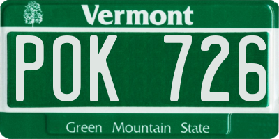 VT license plate POK726