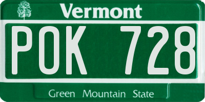 VT license plate POK728
