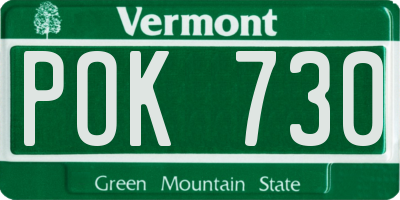 VT license plate POK730