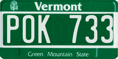 VT license plate POK733
