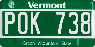 VT license plate POK738