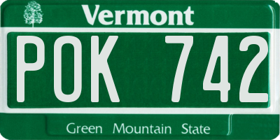 VT license plate POK742