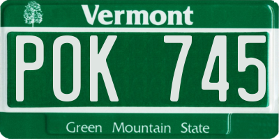 VT license plate POK745