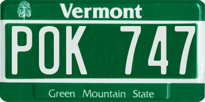 VT license plate POK747