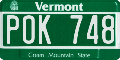 VT license plate POK748