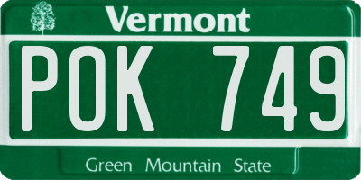 VT license plate POK749