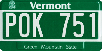VT license plate POK751