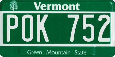 VT license plate POK752
