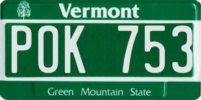 VT license plate POK753