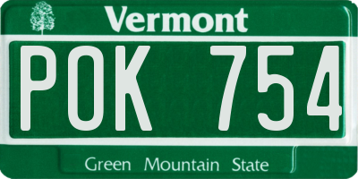 VT license plate POK754