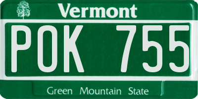 VT license plate POK755