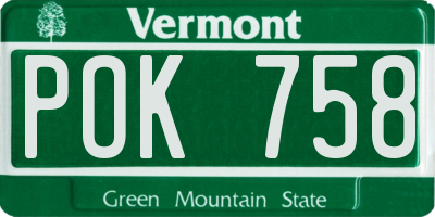VT license plate POK758