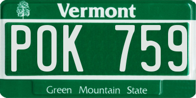 VT license plate POK759