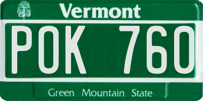 VT license plate POK760