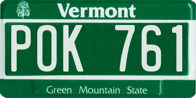 VT license plate POK761