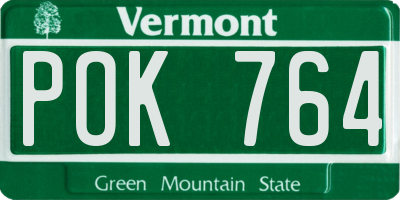 VT license plate POK764