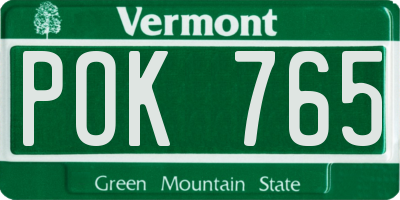 VT license plate POK765