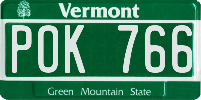 VT license plate POK766